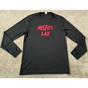 Sport-Tek Misfits LAX Long Sleeve Black/Red Logo Tee / T Shirt Mens Size Medium